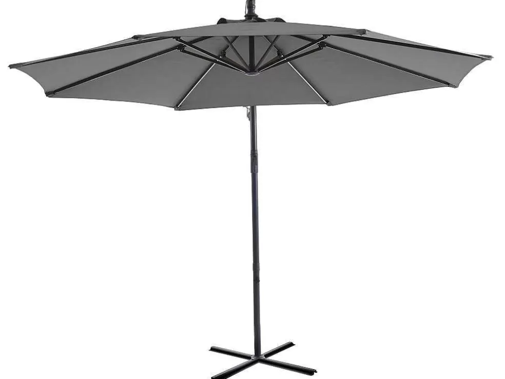 MYLIA Guarda-Sol Articulado Redondo Cinzento Em Aco Com Leds D. 2,93 M - Pocota* Guarda Sol