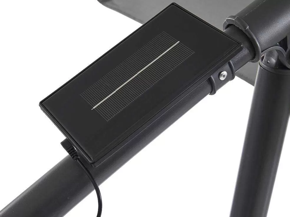 MYLIA Guarda-Sol Articulado Redondo Cinzento Em Aco Com Leds D. 2,93 M - Pocota* Guarda Sol