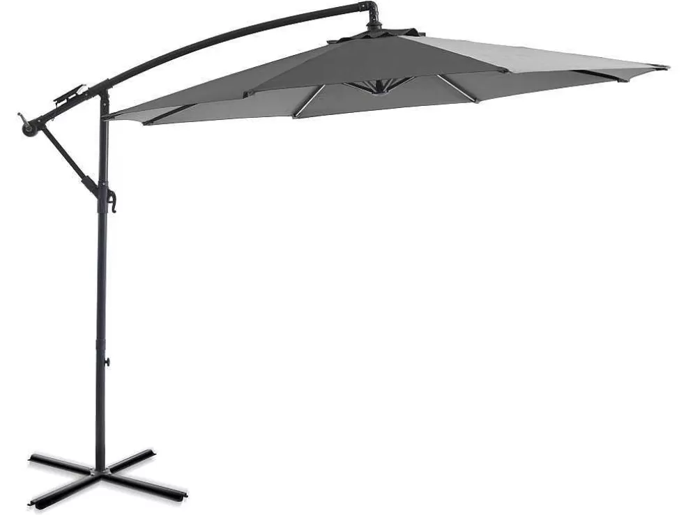 MYLIA Guarda-Sol Articulado Redondo Cinzento Em Aco Com Leds D. 2,93 M - Pocota* Guarda Sol