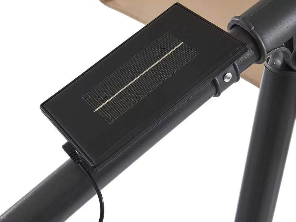 MYLIA Guarda-Sol Articulado Redondo Taupe Em Aco Com Leds D. 2,93 M - Pocota* Guarda Sol