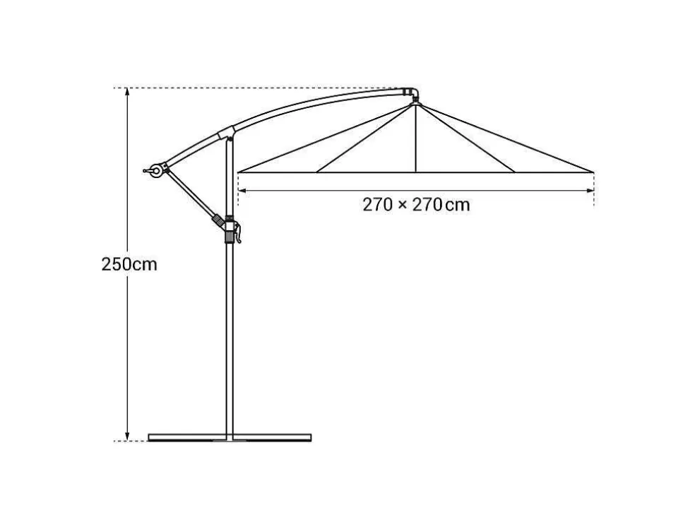 Happy Garden Guarda-Sol Offset Molokai Quadrado 2,7X2,7M Cinzento* Guarda Sol