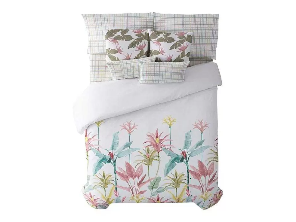 Purline Housse De Couette 100% Coton 1 Piece Blanc A Fleurs Pastels 200X240* Roupa De Cama