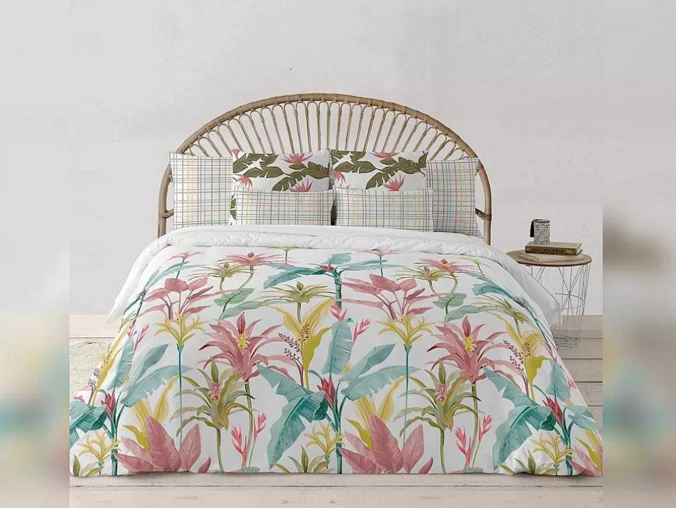 Purline Housse De Couette 100% Coton 1 Piece Blanc A Fleurs Pastels 200X240* Roupa De Cama