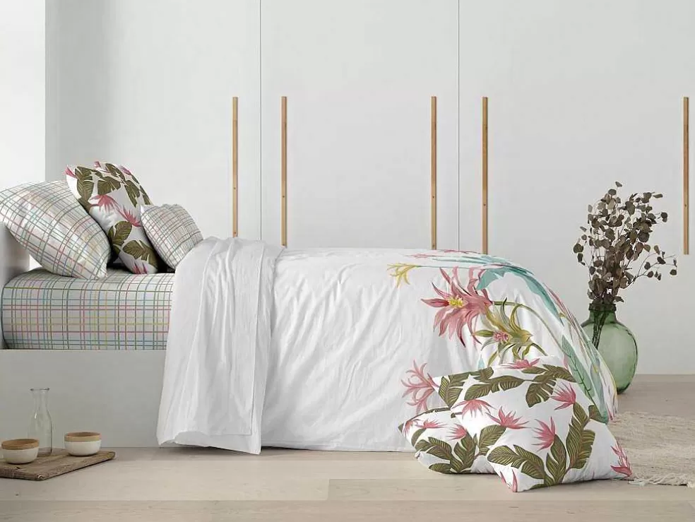 Purline Housse De Couette 100% Coton 1 Piece Blanc A Fleurs Pastels 200X240* Roupa De Cama