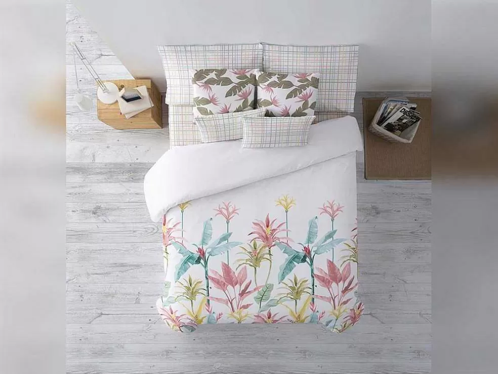 Purline Housse De Couette 100% Coton 1 Piece Blanc A Fleurs Pastels 200X240* Roupa De Cama