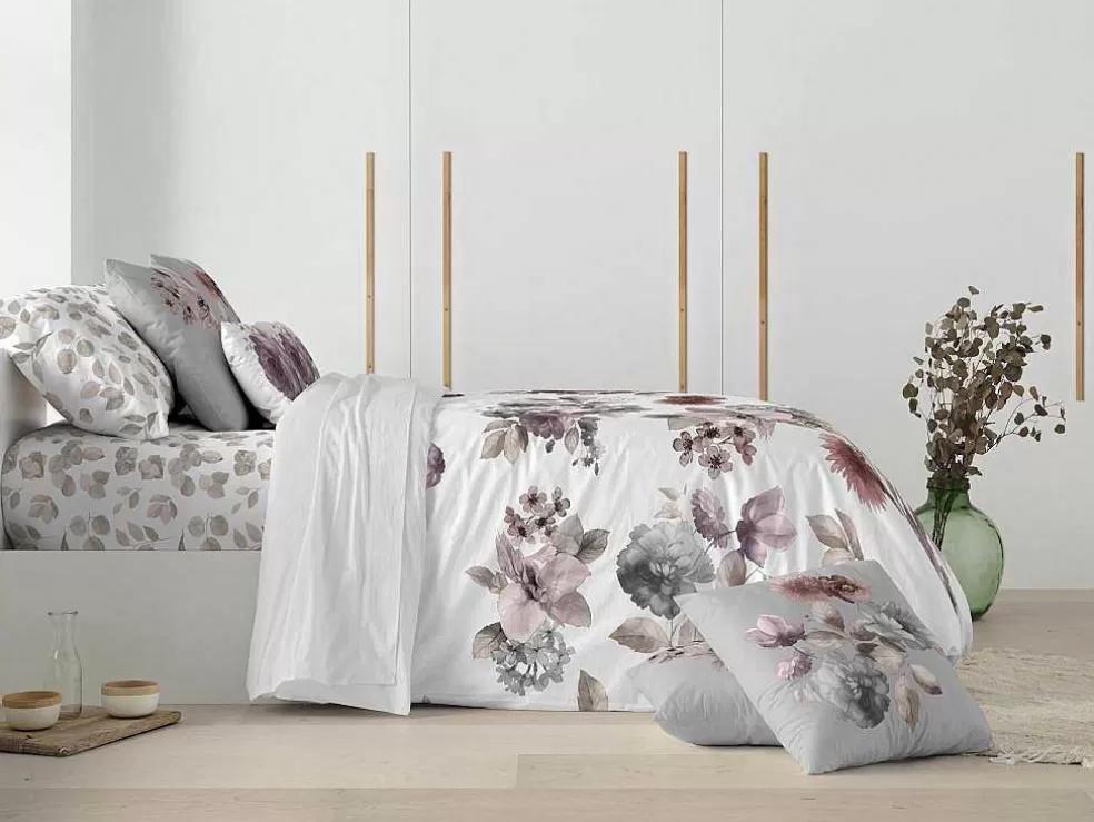 Purline Housse De Couette 100% Coton 1 Piece Blanc A Motifs Fleuris 180X240* Roupa De Cama