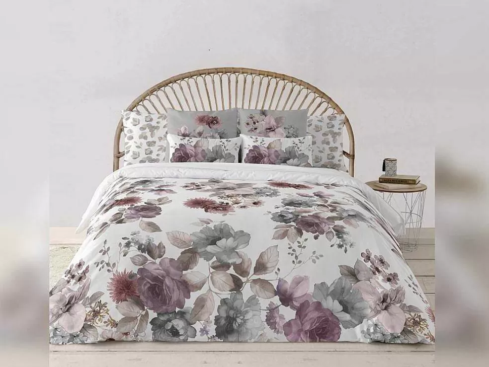 Purline Housse De Couette 100% Coton 1 Piece Blanc A Motifs Fleuris 180X240* Roupa De Cama