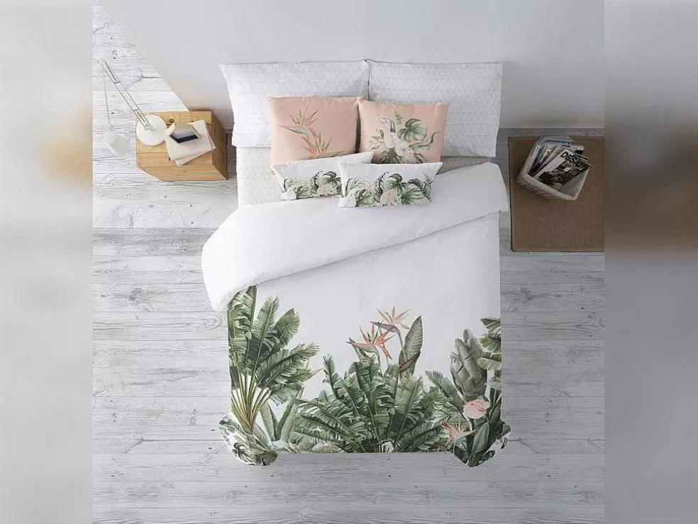 Purline Housse De Couette 100% Coton 1 Piece Blanc A Motifs Jungle 155X240* Roupa De Cama