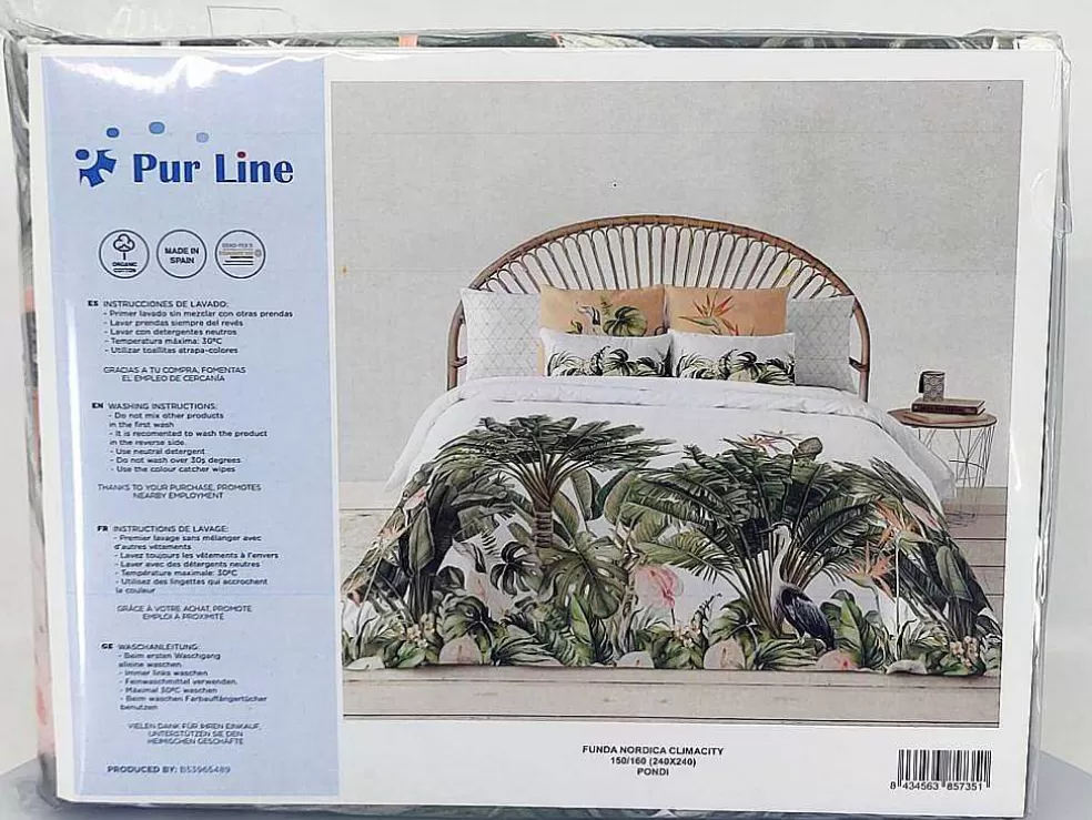 Purline Housse De Couette 100% Coton 1 Piece Blanc A Motifs Jungle 155X240* Roupa De Cama