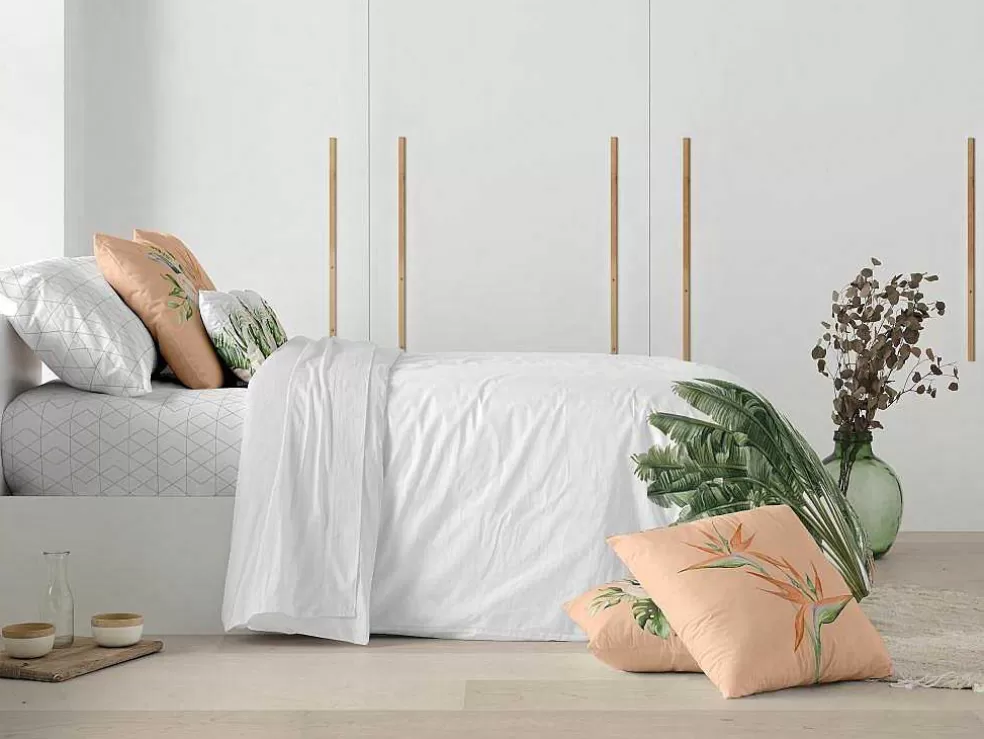 Purline Housse De Couette 100% Coton 1 Piece Blanc A Motifs Jungle 155X240* Roupa De Cama
