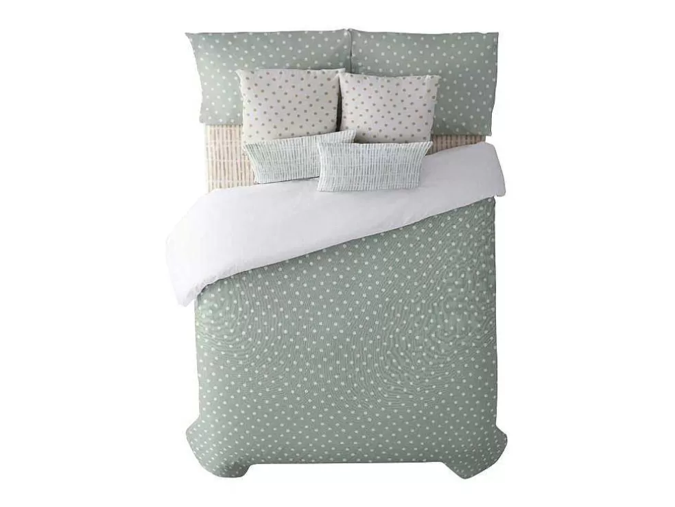 Purline Housse De Couette 100% Coton 1 Piece Vert A Pois Blancs 140X240* Roupa De Cama