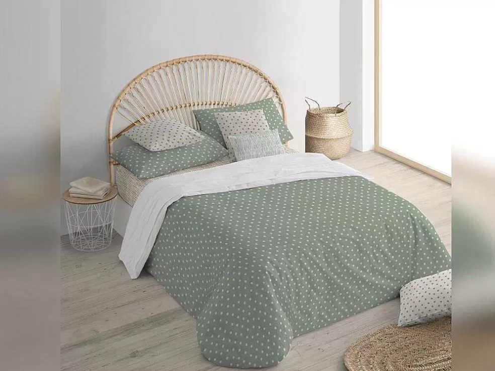 Purline Housse De Couette 100% Coton 1 Piece Vert A Pois Blancs 260X240* Roupa De Cama