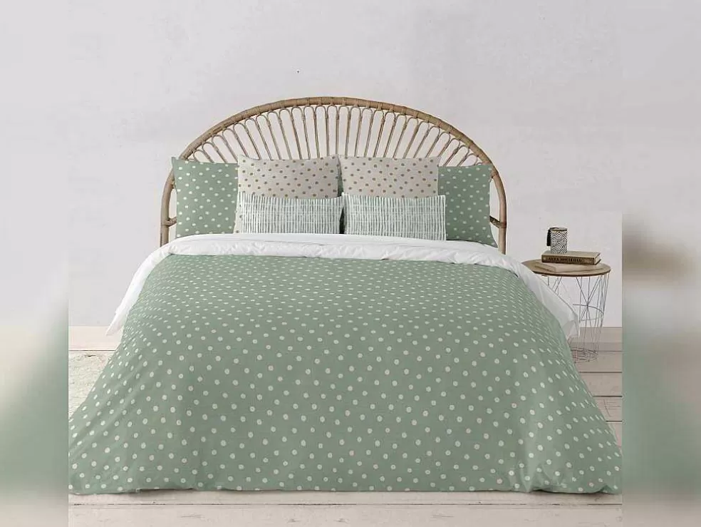 Purline Housse De Couette 100% Coton 1 Piece Vert A Pois Blancs 140X240* Roupa De Cama