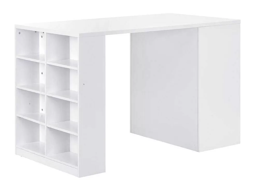 Vente-unique Ilha Central De Cozinha Com 3 Gavetas E 8 Nichos Em Mdf Branco E Natural Claro - Palestrina* Móvel De Cozinha