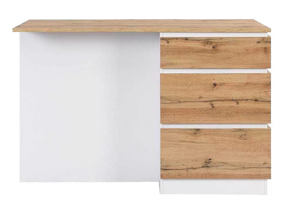 Vente-unique Ilha Central De Cozinha Com 6 Gavetas E 4 Nichos Em Mdf Natural Claro E Branco - Pomarela* Ilha De Cozinha