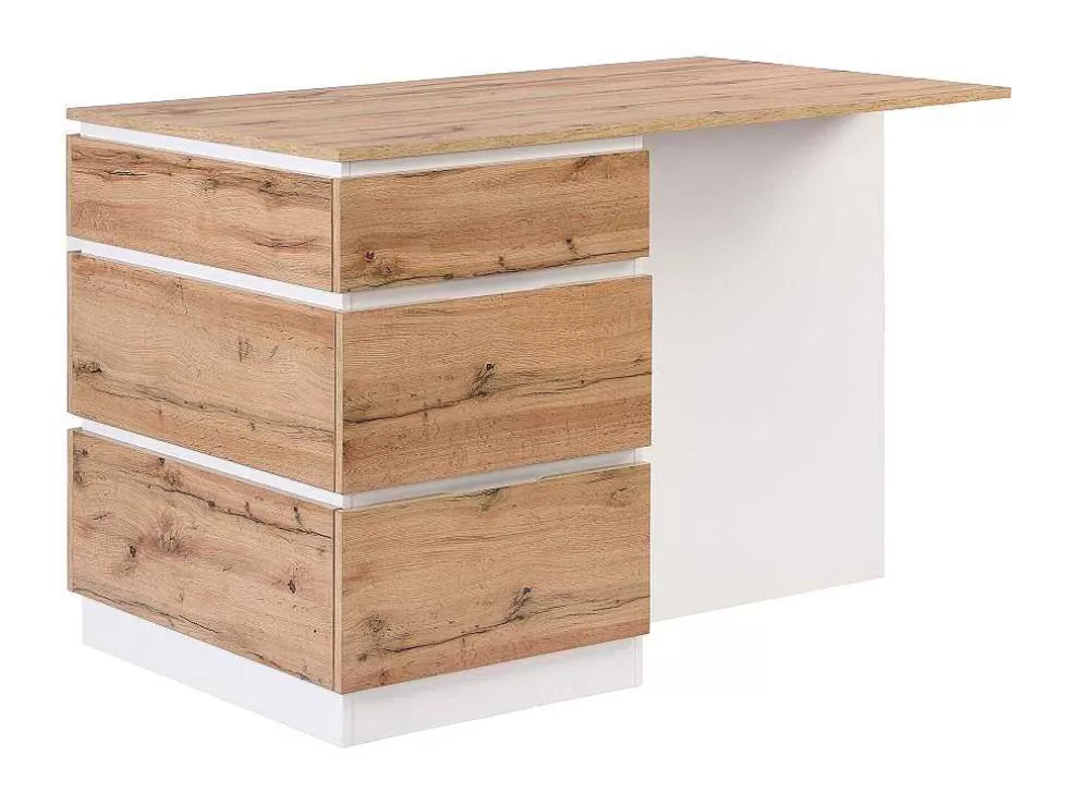 Vente-unique Ilha Central De Cozinha Com 6 Gavetas E 4 Nichos Em Mdf Natural Claro E Branco - Pomarela* Ilha De Cozinha