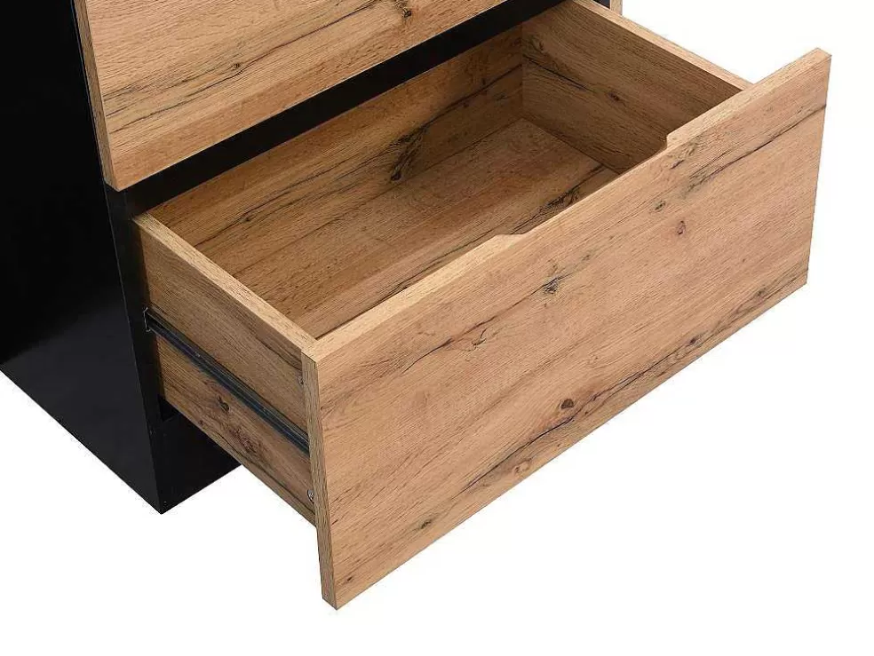 Vente-unique Ilha Central De Cozinha Com 6 Gavetas E 4 Nichos Em Mdf Natural Claro E Preto - Pomarela* Ilha De Cozinha