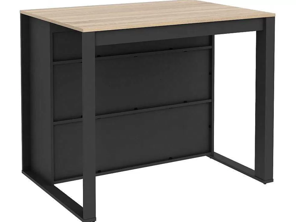 Vente-unique Ilha Central De Cozinha Com 7 Nichos Natural E Antracite - Opole* Móvel De Cozinha