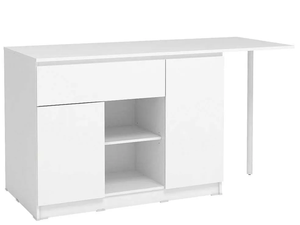 Vente-unique Ilha Central De Cozinha Com 2 Portas, 1 Gaveta E 2 Nichos, Branco - Tunori* Ilha De Cozinha