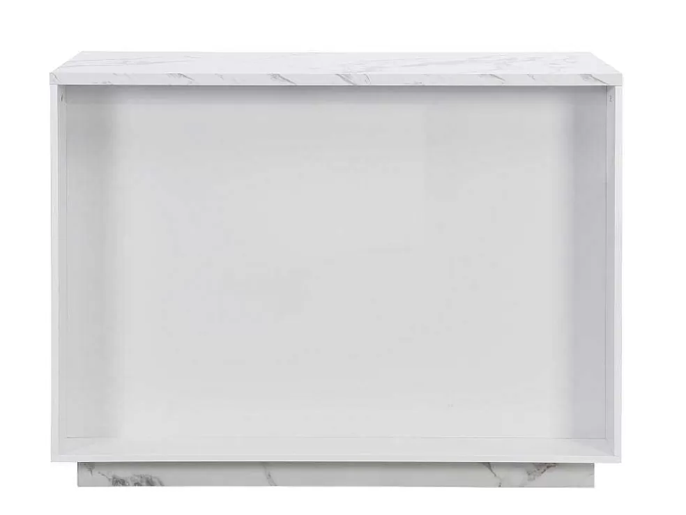 Vente-unique Ilha Central De Cozinha Com 2 Portas E 1 Nicho Em Mdf, Efeito Marmore Branco - Corelina* Ilha De Cozinha