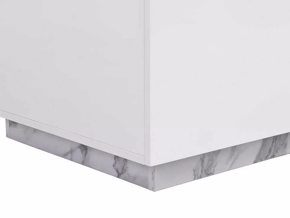 Vente-unique Ilha Central De Cozinha Com 2 Portas E 1 Nicho Em Mdf, Efeito Marmore Branco - Corelina* Ilha De Cozinha