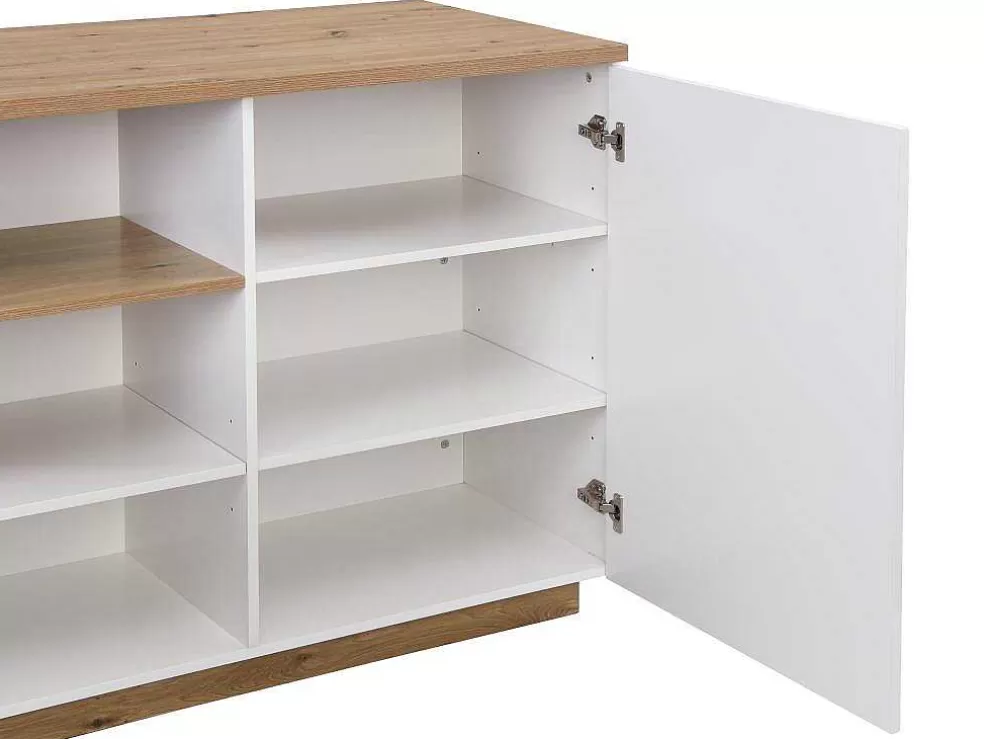 Vente-unique Ilha Central De Cozinha Com 2 Portas E 1 Nicho Em Mdf, Natural E Branco - Corelina* Ilha De Cozinha