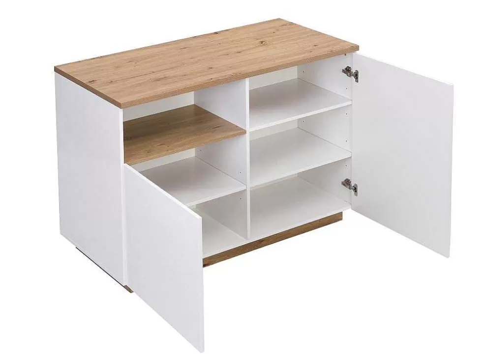 Vente-unique Ilha Central De Cozinha Com 2 Portas E 1 Nicho Em Mdf, Natural E Branco - Corelina* Ilha De Cozinha