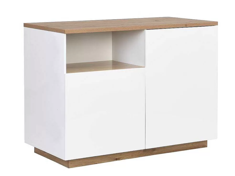 Vente-unique Ilha Central De Cozinha Com 2 Portas E 1 Nicho Em Mdf, Natural E Branco - Corelina* Ilha De Cozinha