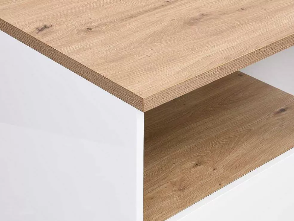 Vente-unique Ilha Central De Cozinha Com 2 Portas E 1 Nicho Em Mdf, Natural E Branco - Corelina* Ilha De Cozinha