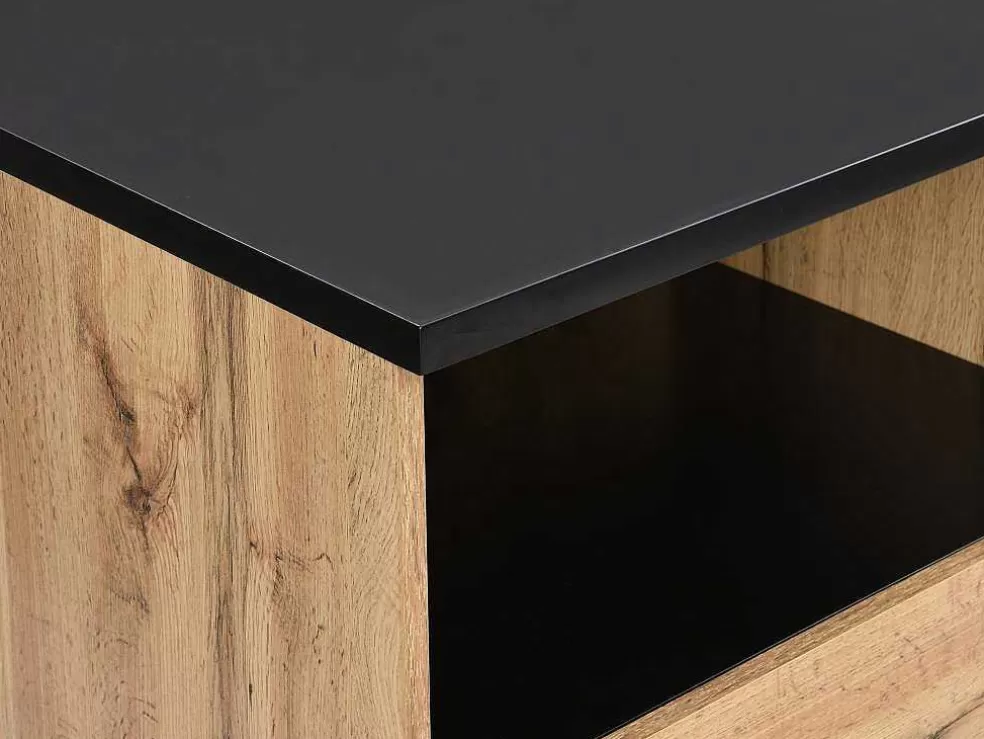 Vente-unique Ilha Central De Cozinha Com 2 Portas E 1 Nicho Em Mdf, Natural E Preto - Corelina* Ilha De Cozinha