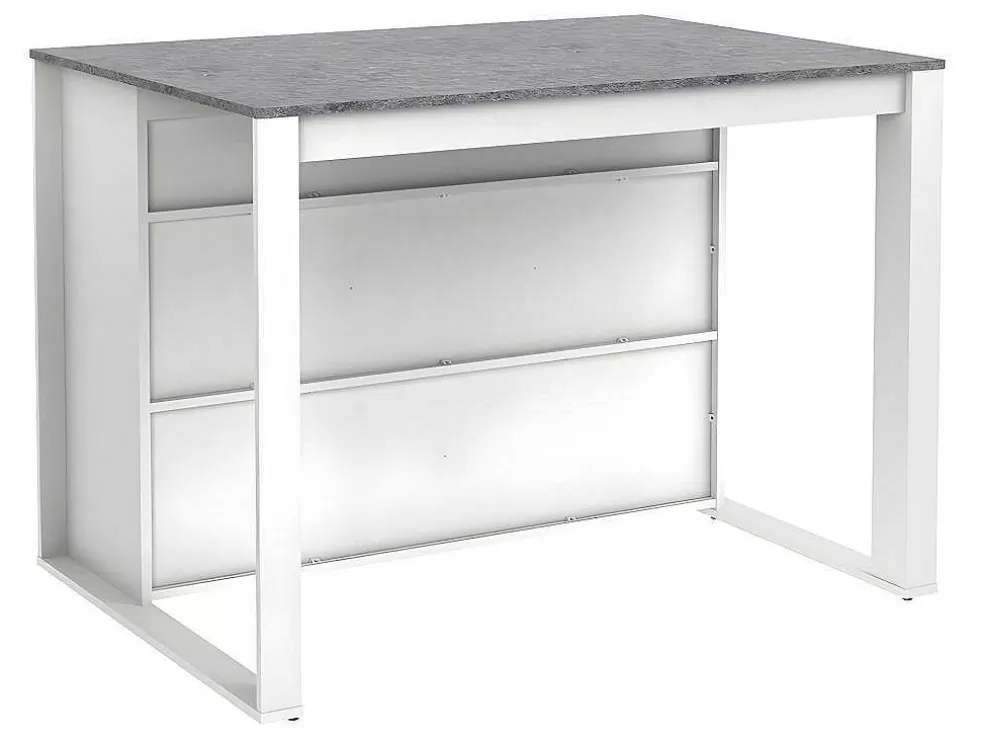 Vente-unique Ilha Central De Cozinha Com Espacos De Arrumação 7 Nichos Cor Branco E Cinza Cimento - Opole* Promoções Sala
