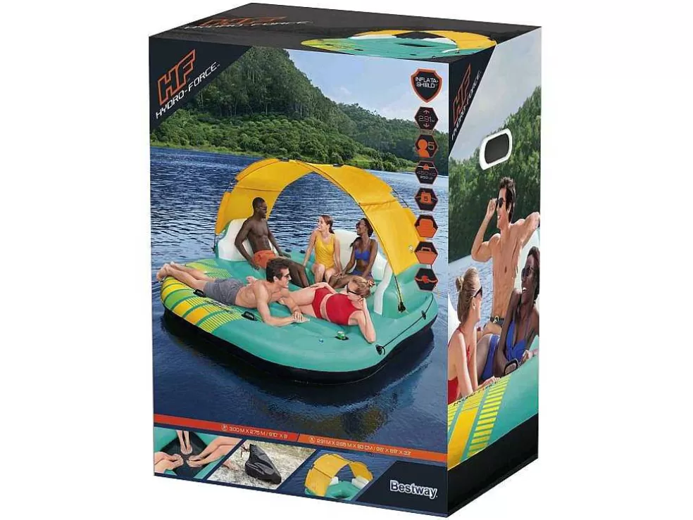Bestway Ilha Insuflável Azul E Amarelo Com Guarda-Sol Amovivel 291 X 265 Cm - Sunari Da * Desportos Náuticos