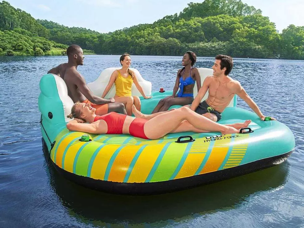 Bestway Ilha Insuflável Azul E Amarelo Com Guarda-Sol Amovivel 291 X 265 Cm - Sunari Da * Desportos Náuticos