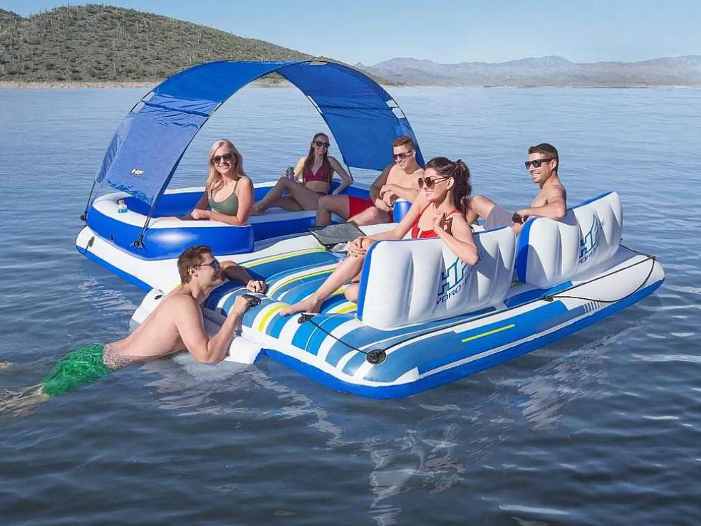 Bestway Ilha Insuflável Com Guarda-Sol Amovivel 373 X 264 Cm - Azulio Da * Desportos Náuticos