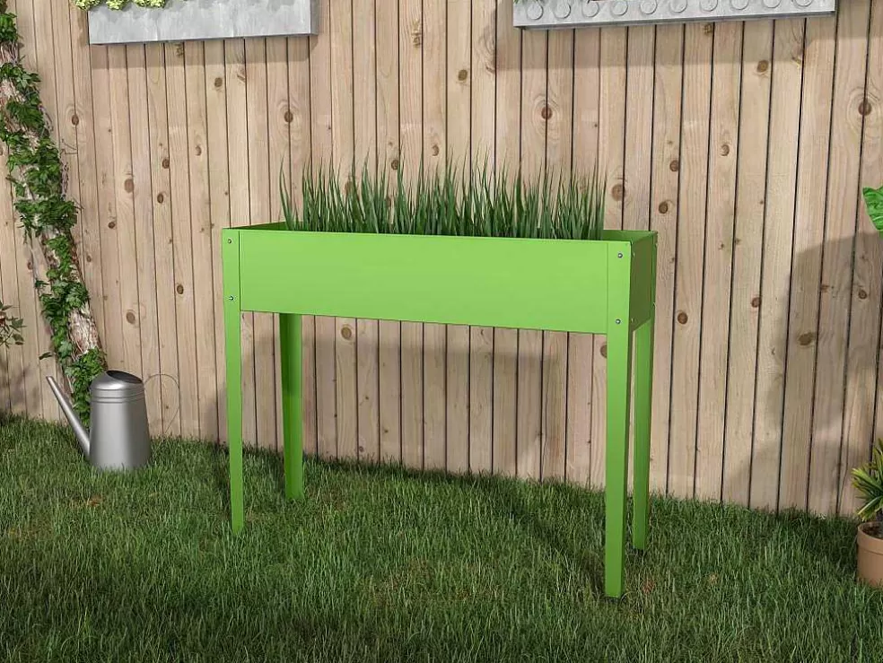 Vente-unique Jardineira Com Pernas Em Aco Verde C100 X L30 X A80 Cm - Ygos* Floreira