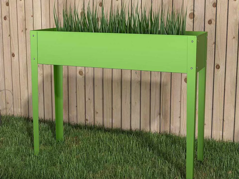 Vente-unique Jardineira Com Pernas Em Aco Verde C100 X L30 X A80 Cm - Ygos* Floreira