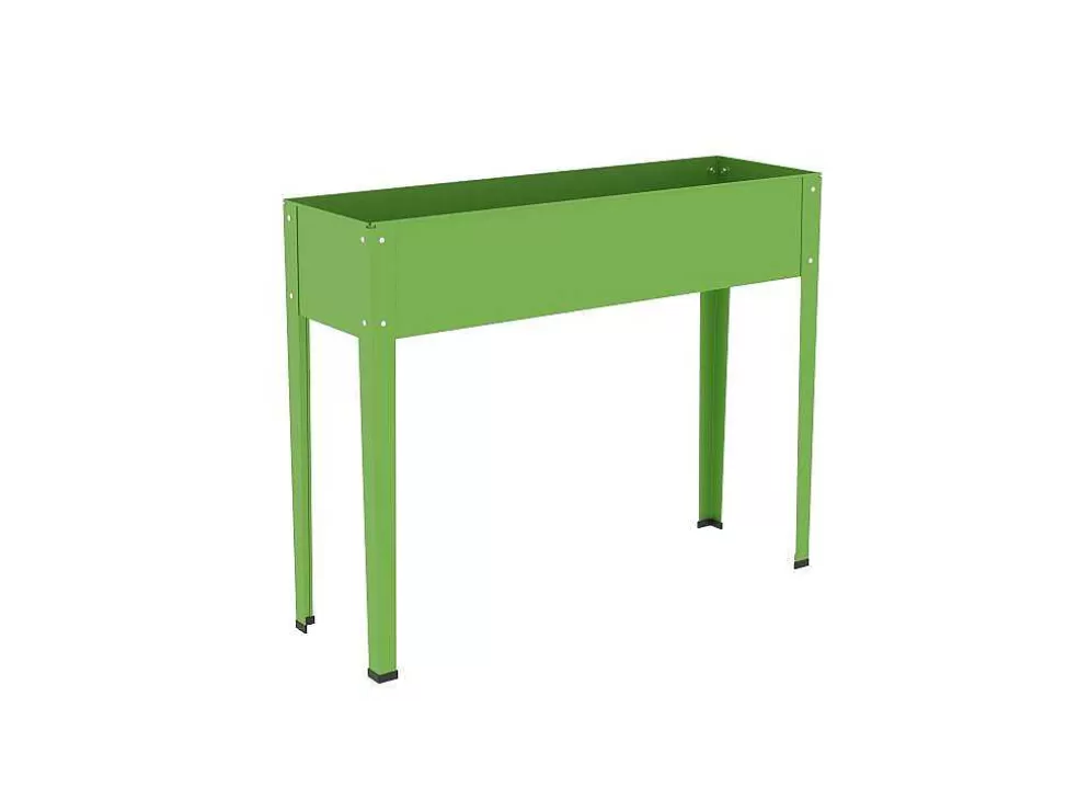 Vente-unique Jardineira Com Pernas Em Aco Verde C100 X L30 X A80 Cm - Ygos* Floreira