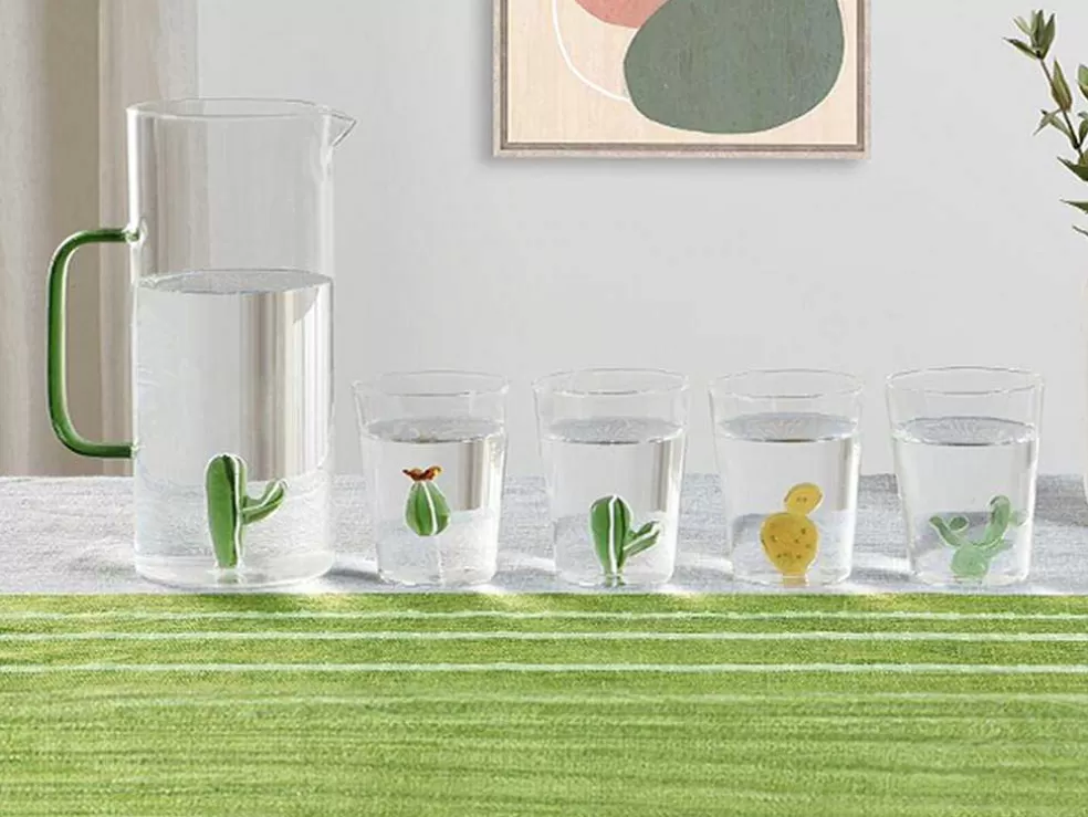 OZAIA Jarro De Vidro Com Cacto Transparente E Verde O14,5 X A24 Cm - Olata* Louça E Utensílios De Cozinha
