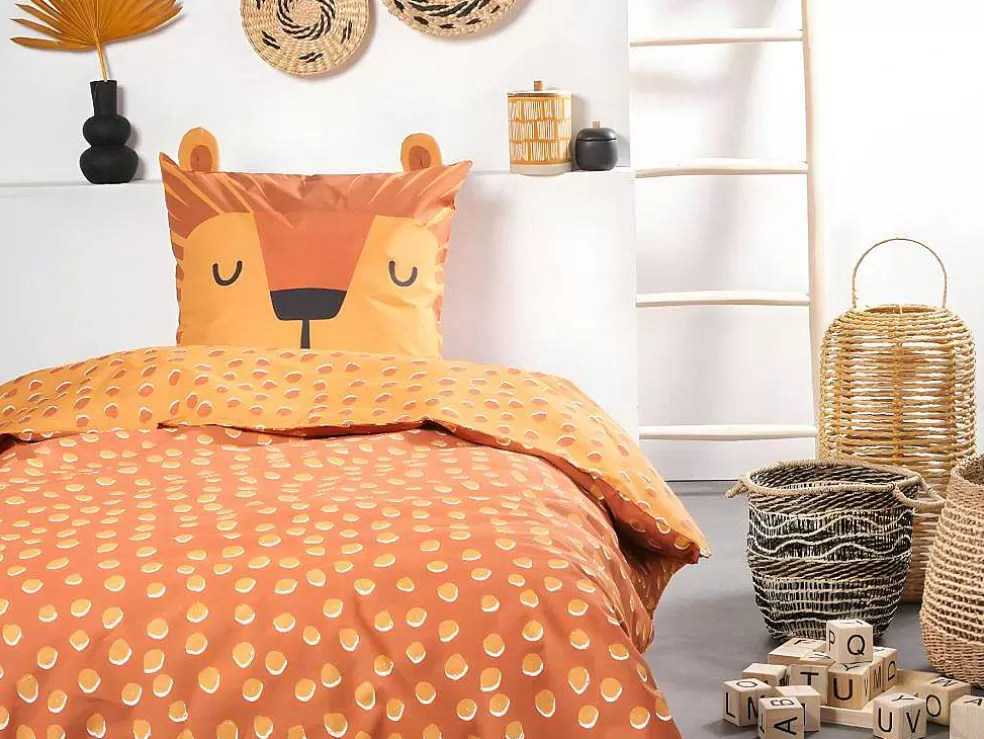 OZAIA Jogo De Cama De Criança Algodao 57 Fios/Cm , Capa De Edredão 140 X 200 Cm + 1 Fronha 63 X 63 Cm Castanho - Mokasio* Roupa De Cama