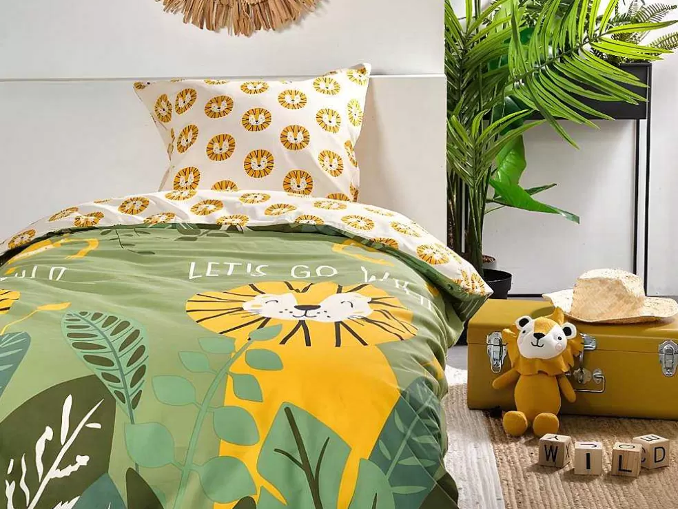 OZAIA Jogo De Cama De Criança Algodao 57 Fios/Cm , Capa De Edredão 140 X 200 Cm + 1 Fronha 63 X 63 Cm, Motivo Selva - Junglia* Roupa De Cama