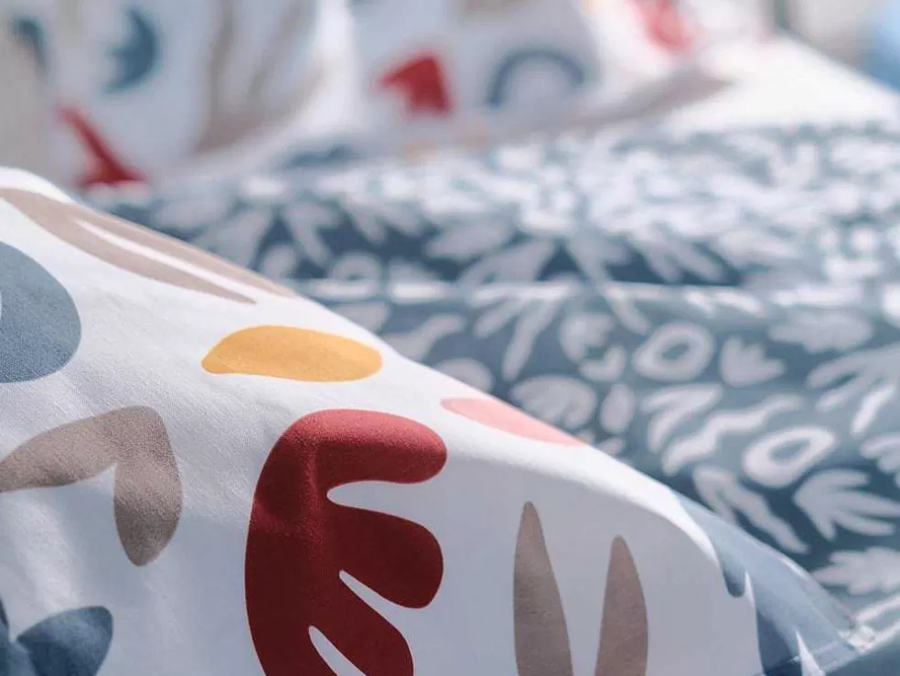 OZAIA Jogo De Cama Reversivel Algodao De 57 Fios/Cm , Capa De Edredão 240X260 Cm + 2 Fronhas 63X63 Cm Multicolor - Sonira* Roupa De Cama