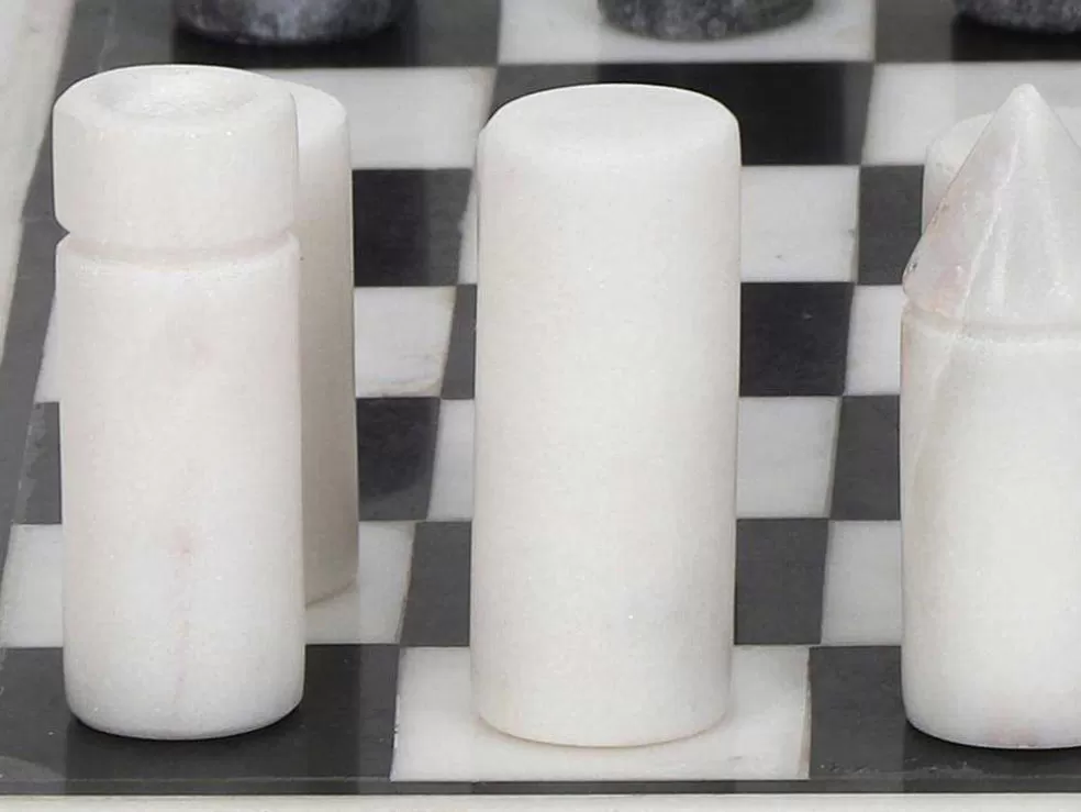 Vente-unique Jogo De Tabuleiro, Tabuleiro De Xadrez, Marmore Preto E Branco C30,5 X A2,54 X L30,5 Cm - Chessy* Jogo De Interior