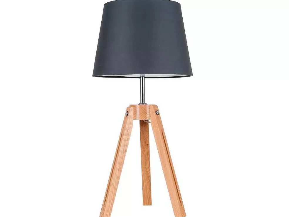 EPIKASA Lampada De Mesa Tripod, Carvalho, Antracite, 30X30X55,5 Cm, * Promoções Decoração