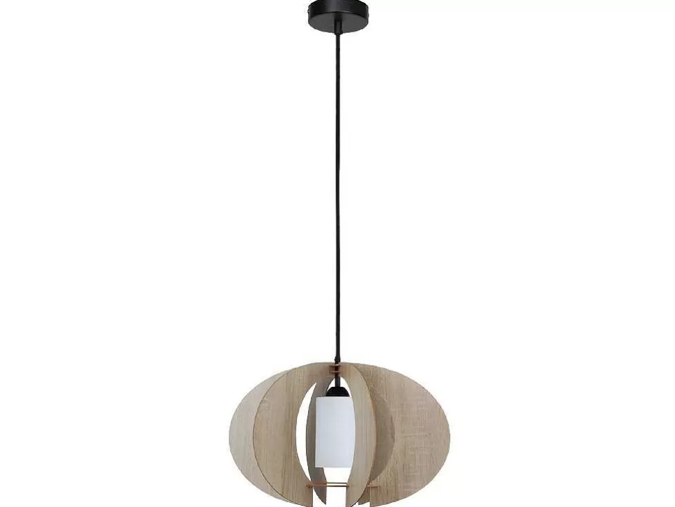EPIKASA Lampada De Suspensao Pola, Carvalho, Preto, Branco, 49X49X110 Cm, * Promoções Decoração