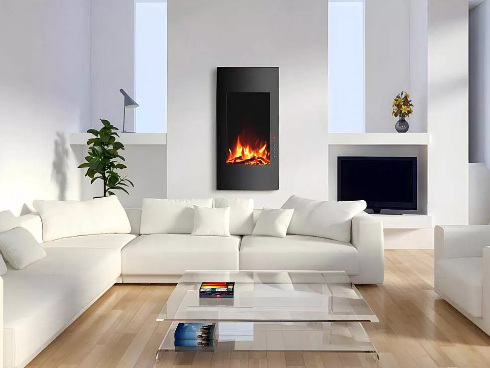 FLAMATECH Lareira Elétrica Curva Vulcano - C41 X L13 X A81 Cm - Preta* Lareira Elétrica