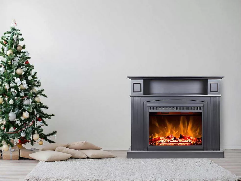 FLAMATECH Lareira Elétrica De Chao Lopevi - Com Cornija - C99 X L25 X A82,5 Cm - Preto* Lareira Elétrica