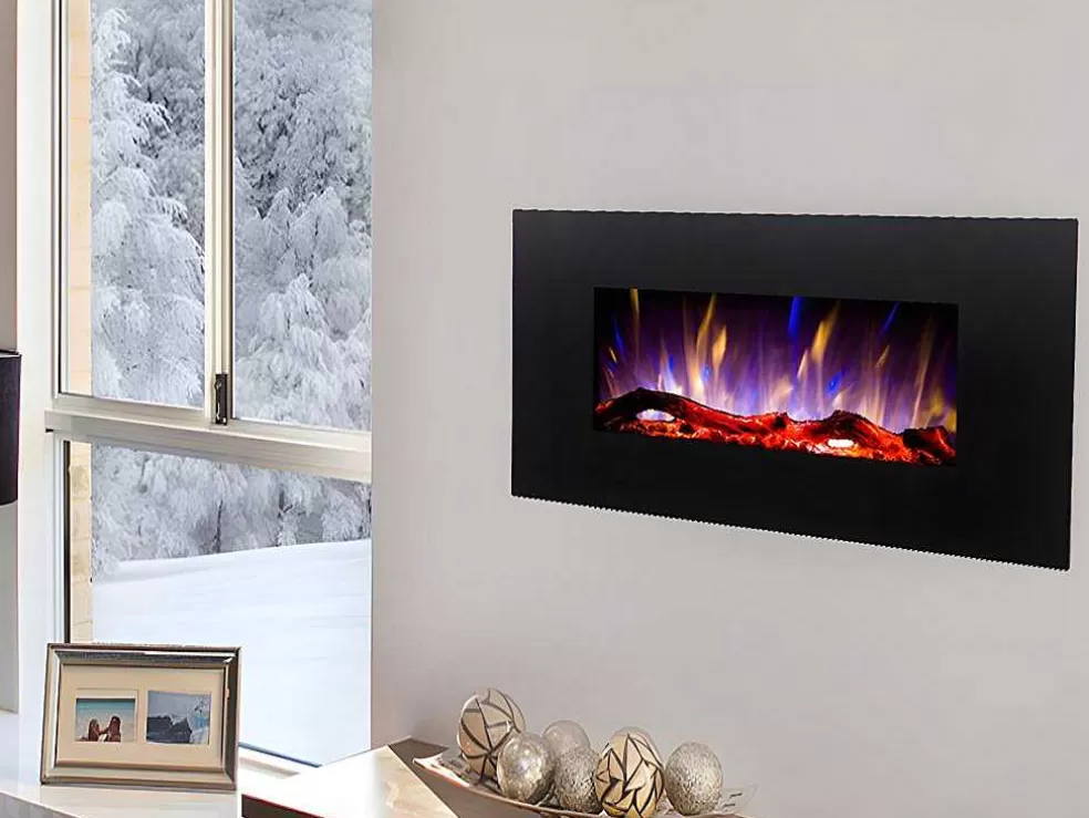 FLAMATECH Lareira Elétrica De Parede Chandela - C84 X L14 X A45 Cm - Preta* Lareira Elétrica