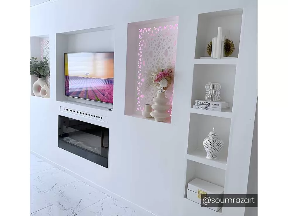 FLAMATECH Lareira Elétrica De Parede Chandela - C84 X L14 X A45 Cm - Preta* Lareira Elétrica