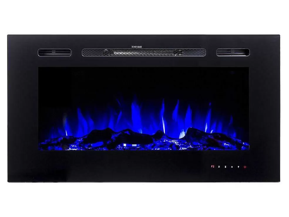 FLAMATECH Lareira Elétrica De Parede De C101,6 X L14 X A54,4 Cm Cor Preto - Calbuco* Lareira Elétrica