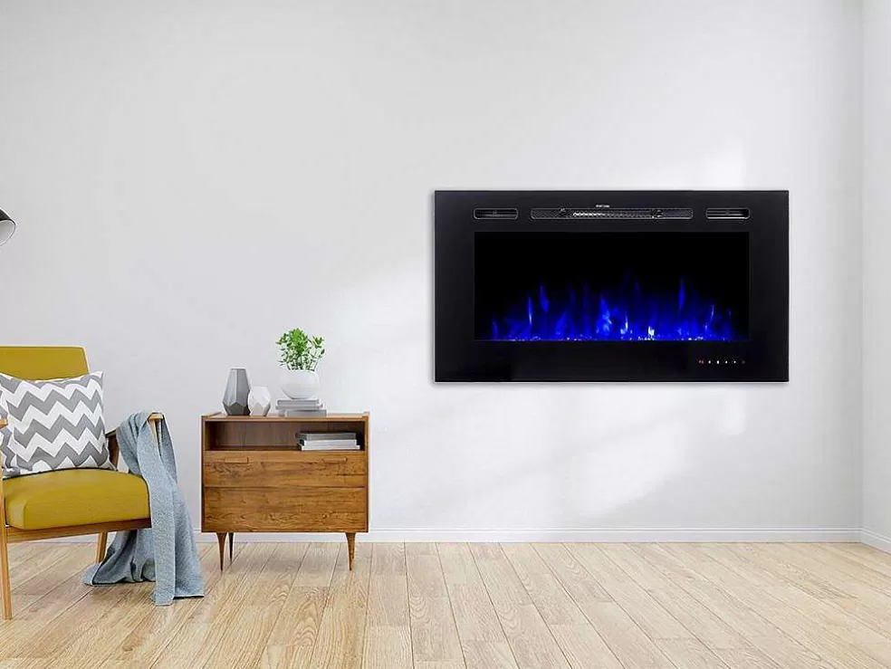 FLAMATECH Lareira Elétrica De Parede De C101,6 X L14 X A54,4 Cm Cor Preto - Calbuco* Lareira Elétrica